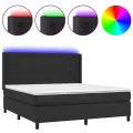 cadre de lit matelas LED Noir 180x200cm Similicuir
