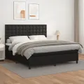 cadre de lit avec matelas Noir 180x200 cm Similicuir