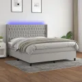 cadre de lit matelas LED Gris clair 160x200 cm Tissu