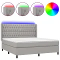 cadre de lit matelas LED Gris clair 160x200 cm Tissu