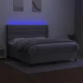 cadre de lit matelas LED Gris clair 160x200 cm Tissu