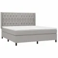 cadre de lit matelas LED Gris clair 160x200 cm Tissu