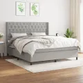 cadre de lit avec matelas Gris clair 160x200cm Tissu