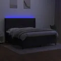 cadre de lit matelas et LED Noir 160x200 cm Tissu