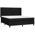 cadre de lit matelas et LED Noir 160x200 cm Tissu