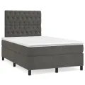 cadre de lit et matelas Gris foncé 120x200cm Velours