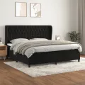 cadre de lit et matelas Noir 200x200 cm Velours