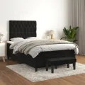 cadre de lit avec matelas Noir 120x200 cm Velours