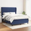 cadre de lit avec matelas Bleu 140x190 cm Tissu