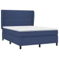 cadre de lit avec matelas Bleu 140x190 cm Tissu