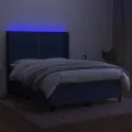 cadre de lit matelas LED Bleu 140x190 cm Tissu