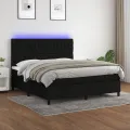 cadre de lit et matelas et LED Noir 180x200 cm Tissu