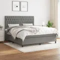 cadre de lit avec matelas Gris foncé 180x200cm Tissu