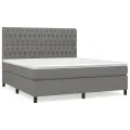 cadre de lit avec matelas Gris foncé 180x200cm Tissu