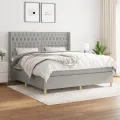 cadre de lit avec matelas Gris clair 180x200cm Tissu