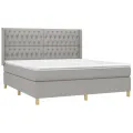 cadre de lit avec matelas Gris clair 180x200cm Tissu