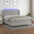 cadre de lit matelas LED Gris clair 180x200 cm Tissu