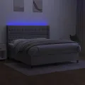 cadre de lit matelas LED Gris clair 180x200 cm Tissu