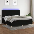 cadre de lit et matelas et LED Noir 200x200 cm Tissu
