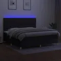 cadre de lit et matelas et LED Noir 200x200 cm Tissu
