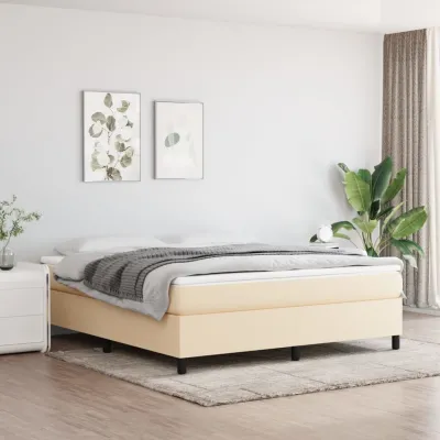 cadre de lit avec matelas Crème 160x200 cm Tissu