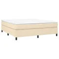 cadre de lit avec matelas Crème 160x200 cm Tissu