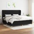cadre de lit avec matelas Noir 200x200 cm Tissu