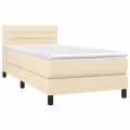 cadre de lit avec matelas LED Crème 80x200 cm Tissu