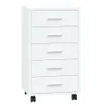 Armoire à tiroirs avec roulettes Blanc brillant Bois ingénierie