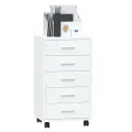 Armoire à tiroirs avec roulettes Blanc brillant Bois ingénierie