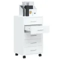 Armoire à tiroirs avec roulettes Blanc brillant Bois ingénierie