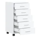 Armoire à tiroirs avec roulettes Blanc brillant Bois ingénierie