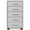 Caisson à tiroir de bureau avec roulettes et 5 tiroirs blanc