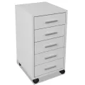 Caisson à tiroir de bureau avec roulettes et 5 tiroirs blanc