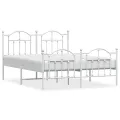Cadre de lit métal avec tête de lit/pied de lit blanc 140x190cm