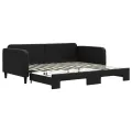 Lit de jour avec lit gigogne noir 100x200 cm tissu