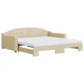 Lit de jour avec gigogne et matelas crème 100x200 cm tissu