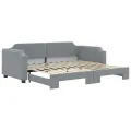 Lit de jour avec lit gigogne gris clair 100x200 cm tissu