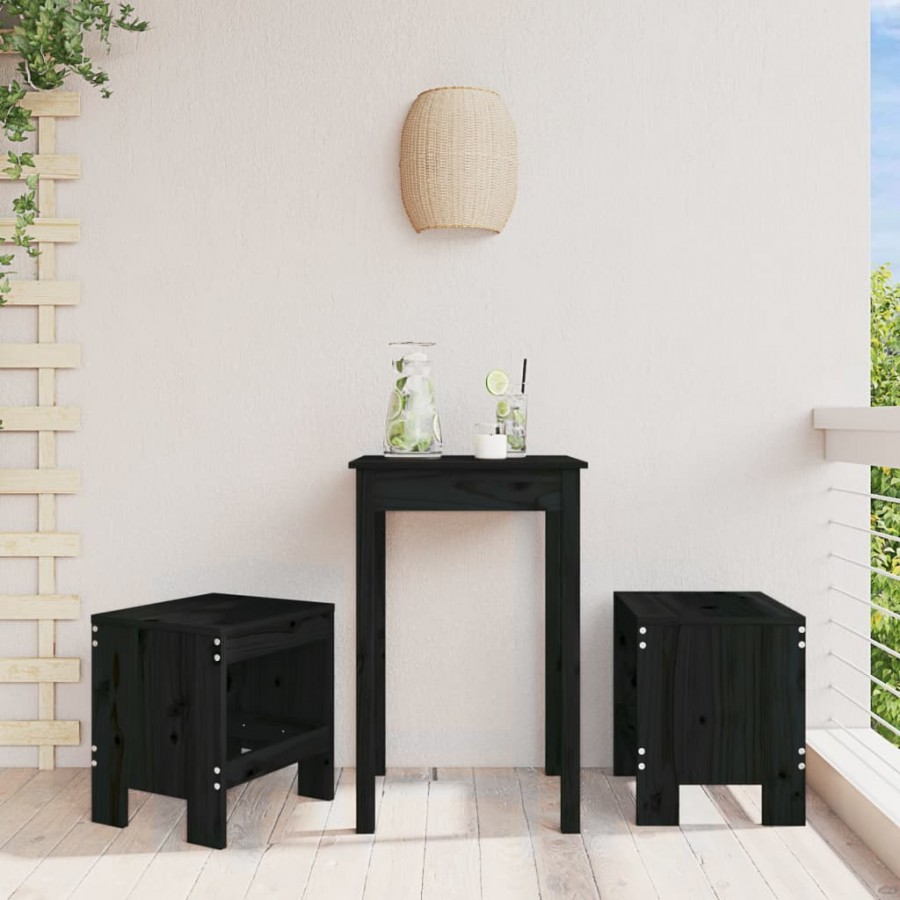 Tabourets de jardin 2 pcs noir 40x36x45 cm bois massif de pin