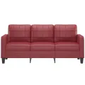 Canapé à 3 places Rouge bordeaux 180 cm Similicuir