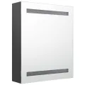 Armoire de salle de bain à miroir LED gris 50x14x60 cm