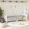 Cadre de lit pour enfants blanc 80x200 cm bois de pin massif