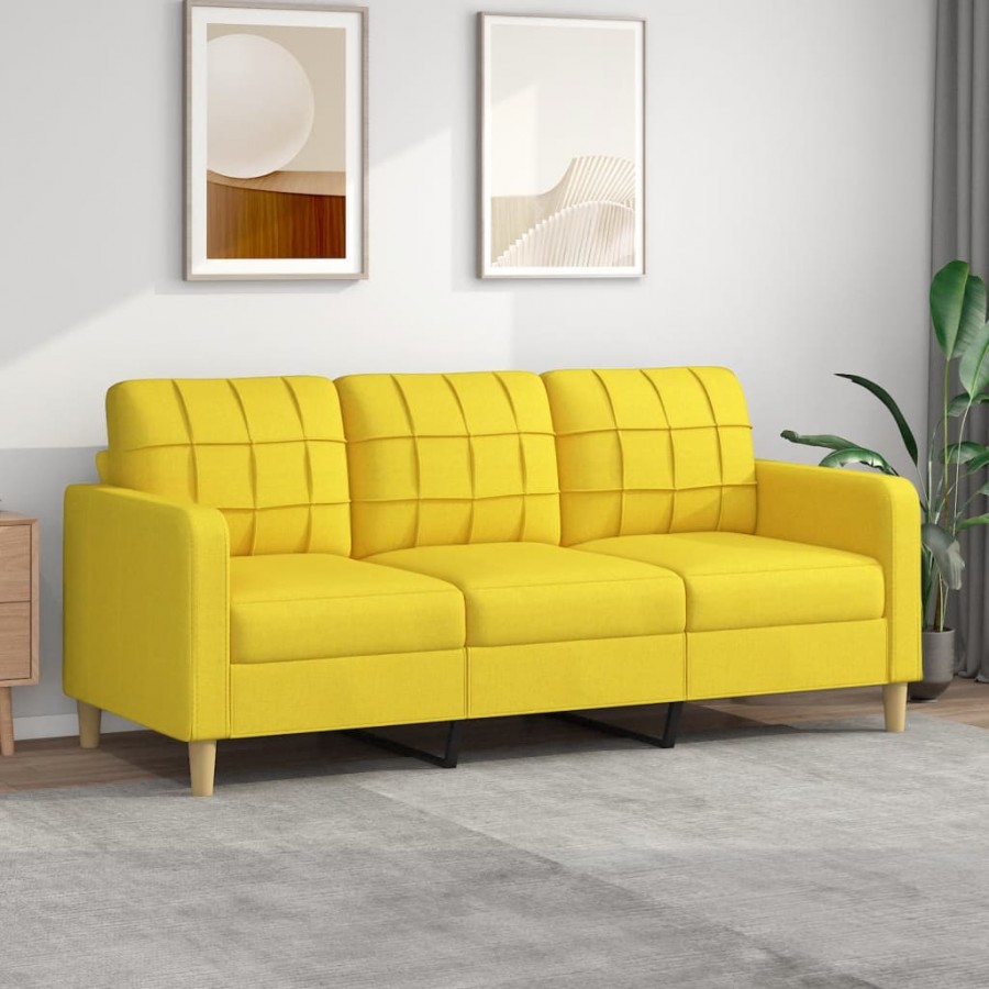 Canapé à 3 places Jaune clair 180 cm Tissu