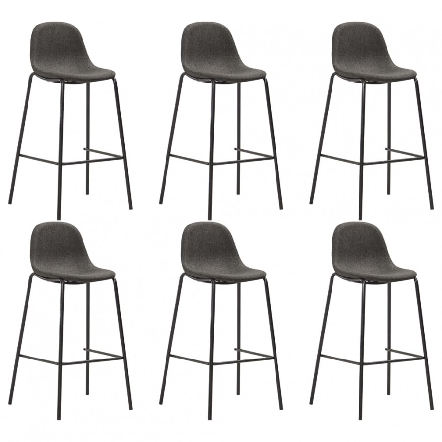 Chaises de bar lot de 6 gris foncé tissu