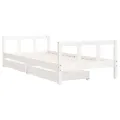 Cadre de lit enfant tiroirs blanc 90x200 cm bois de pin massif