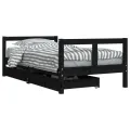 Cadre de lit pour enfant tiroirs noir 80x160 cm bois pin massif