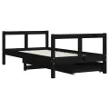 Cadre de lit pour enfant tiroirs noir 80x160 cm bois pin massif