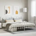 Cadre de lit métal avec tête de lit/pied de lit blanc 193x203cm