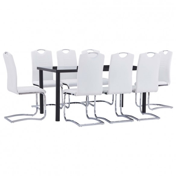 Ensemble de salle à manger 9 pcs Similicuir Blanc