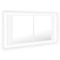 Armoire salle de bain à miroir LED Blanc 90x12x45 cm Acrylique
